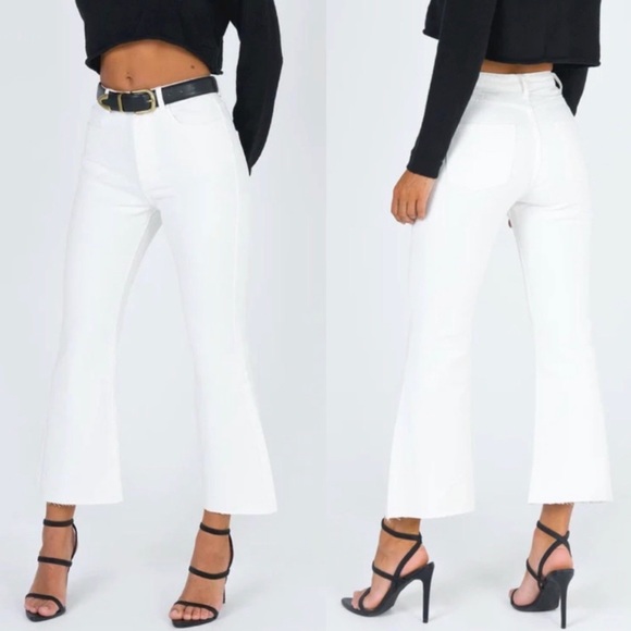 White Crop Flare Legging